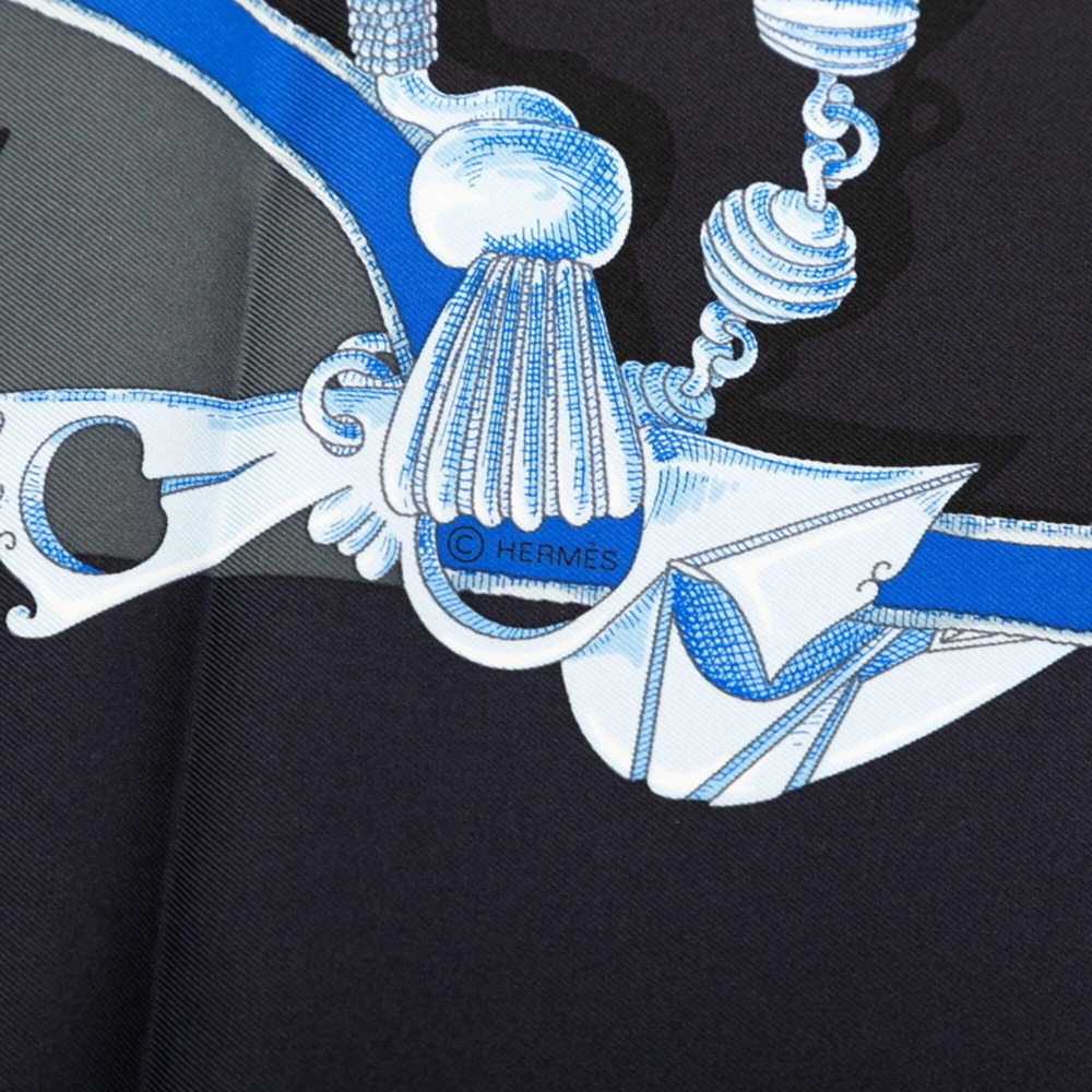 HERMES Blue Silk Scarf - Picture 7 of 9